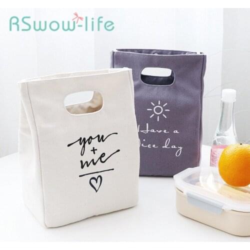 Japanese Modern Canvas Bento Pack Portable Travel With Thickened Aluminum Foil Insulated Lunch-Box Bag Office Home Storage Bag