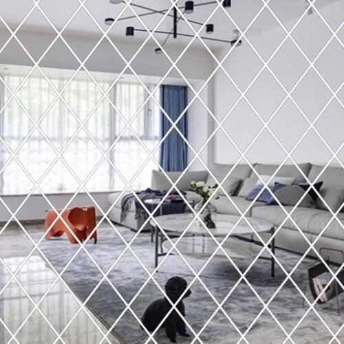 3D Mirror Wall Sticker Rhombus DIY Diamonds Acrylic Mirror Surface 17/32/58 Pcs Art Wall Decor For Living Room Office Store