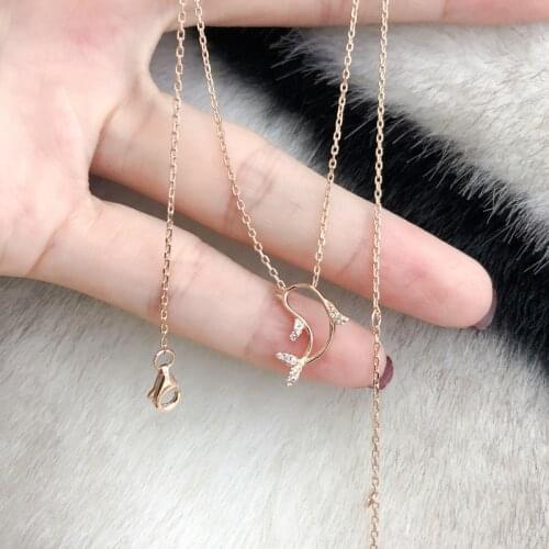 Fashion Womens S925 Silver Plated Rose Gold Hollow Light Luxury Hollow Dolphin Pendant Personalized Necklaces XL336