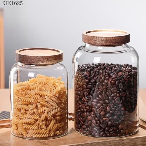 Kitchen Food Container Jam Candy Tea Jar Bottle Household Large-capacity Glass Storage Jar with Lid Transparent Sealed Nut Jar