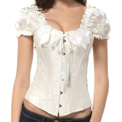 Women Gothic Sexy Satin Underbust Corset Bustier Waist Cincher Slimming Body Shaper Corsets Bustiers Lingerie Top Plus Size