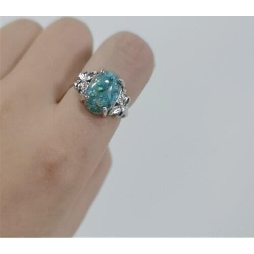 FFLACELL 2020 New Design Fashion Elegant Vintage Delicate color Inlaid Opal Stone Ring for Women Girls Gift Party Jewelry