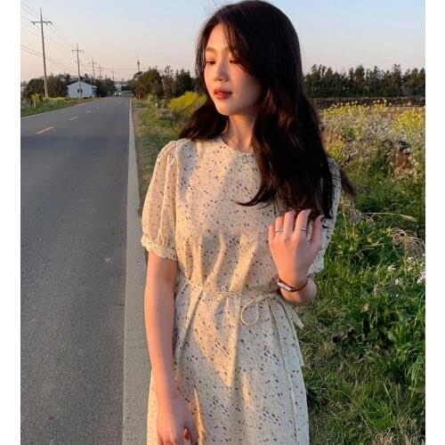 2021 New Flower Print Summer Dress Evening Long Vintage Dresses Oversize Short Sleeve Beach Women Dress Robe Vestido Prom