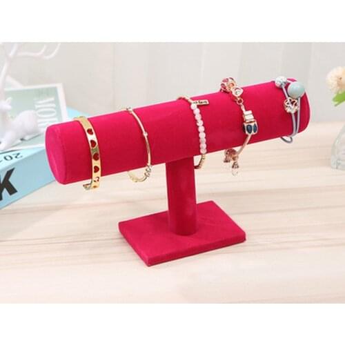 1Pc Black Velvet Bracelet Chain Watch T-Bar Rack Jewelry Hard Display Stand Holder Jewelry Organizer Hard Display Stand