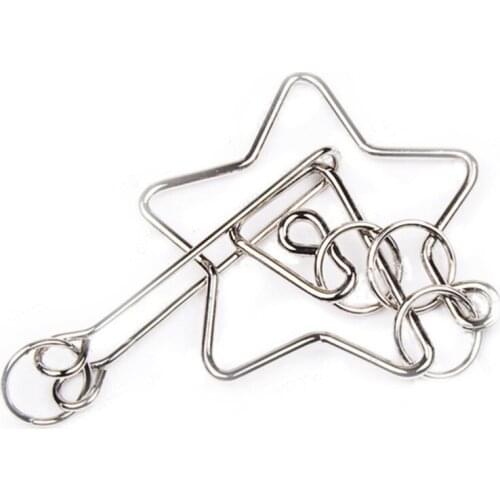 1Pcs Wire Puzzles Educational Funny Toy Pentacle Metal Ring Puzzle Kids Brain Teaser Metal Toy for Children