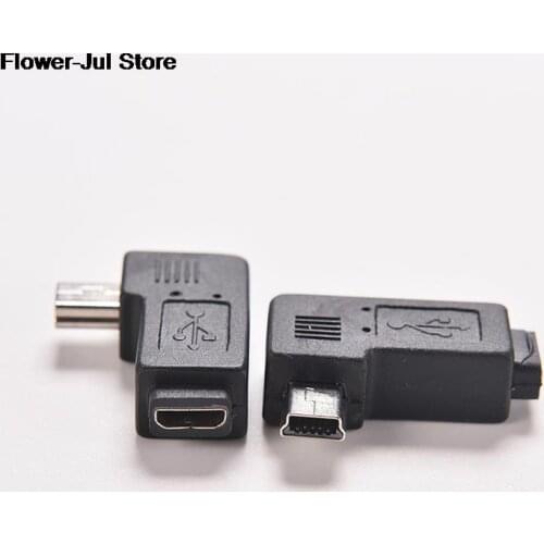 1X Mini USB Type A Male To Micro USB B Female 90 Degree Left Angle Adapter