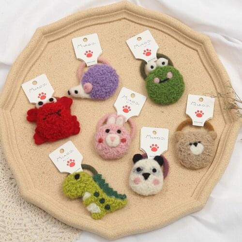 2021Girls New Hair Bands Girls Hair Lovely Decorations Cartoon Animal Model Furry Bundle Of Hair Ponytail Lovely Headwear