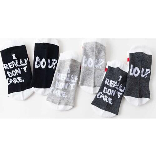 3 pairs/lot Funny Colorful Men Women Socks Printed Letter Socks DO UP I REALLY DON'T CARE Funny Socks Trend Harajuku Comfortable