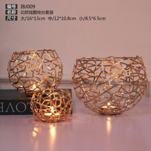 3 Pieces Luxury Gold Candle Holders Iron Candlestick Metal Small Tealight Restaurant Wedding Centerpieces Moroccan Home Decor