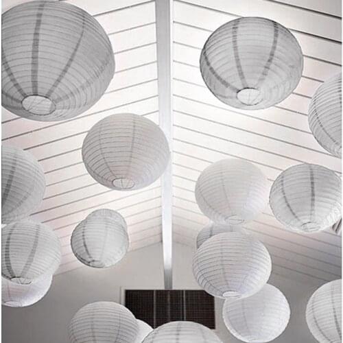 30pcs/Lot Craft DIY White Round Paper Lantern Chinese Paper Ball Lampion hanging lanterns lampion Wedding Event Party Decoration