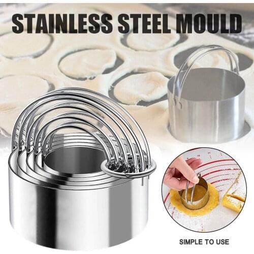 5 Pcs/SET Cookies Cutter with Handle Stainless Steel Round Circle Different Size Biscuit Cutter Baking Mold Kitchen ToolS #79