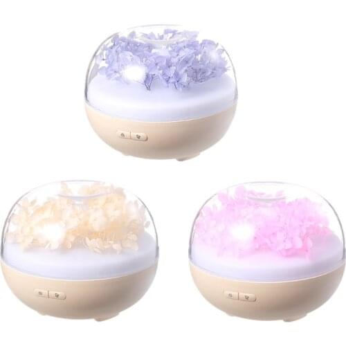 Preserved Flower Essential Oil Diffuser Humidifier Ultrasonic Aromatherapy Diffuser w/ Colorful LED Lights for Gift