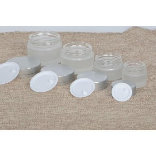 Frosted Glass Cream Jar Cosmetic Container 5-100g Cosmetic Jars Silver Gold Lid Glass Bottle Make Up Container Empty Jars Travel