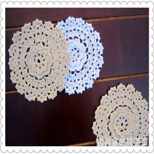 Free shipping 20 pic/lot 3D lace flowers crochet doilies coasters vase mat placemat for dinning table cup pad wedding decoration