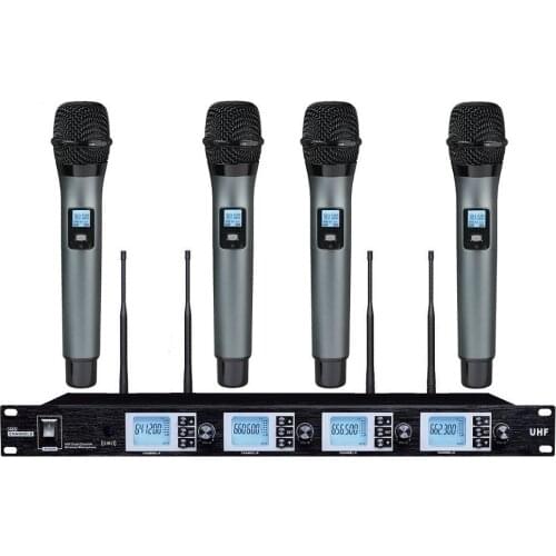 Bolymic 4 Channel Wireless Karaoke Microphone Professional UHF Microphone wireless System