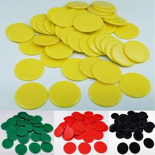 100pcs Bingo Chips Opacification Plastic 38mm Counting Chips Bingo Supplies Counters For Maths Poker Game Token Clips 5 Colors