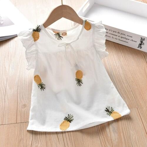Girls Short-Sleeved T-shirt 2020 New Summer Embroidery Tops Wild Top shorts sleeve shirt