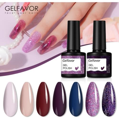 Gelfavor 8ml Gel Nail Polish Glitter For Manicure set nail art Semi platium UV LED Lamp Nail varnishes Base top coat Gel lacquer