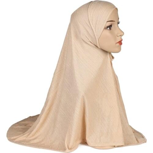 H111 big girls hijab hats muslim scarf islamic headscarf hat amira pull on headwrap beautiful 10 years girl scarf