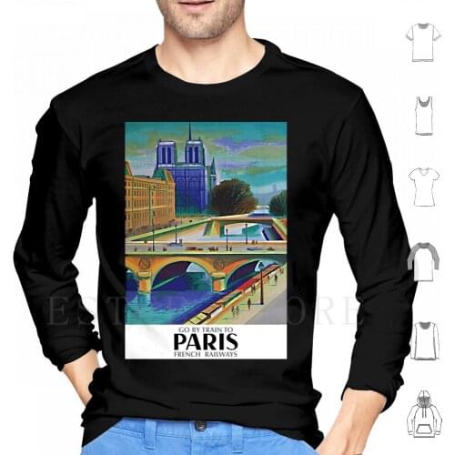 Jacques Nathan Garamond-Go By Train To Paris Notre Dame , 1957 , Art Deco Poster Hoodies 1920 1930 1920S 1930S Art