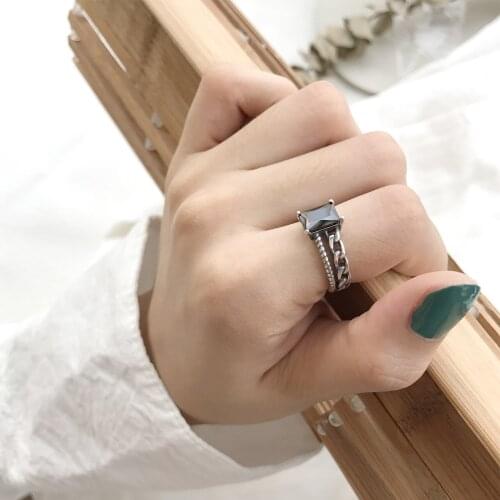 J - 235 South Korea han edition S925 pure silver, silver restoring ancient ways the agate chain ring ring