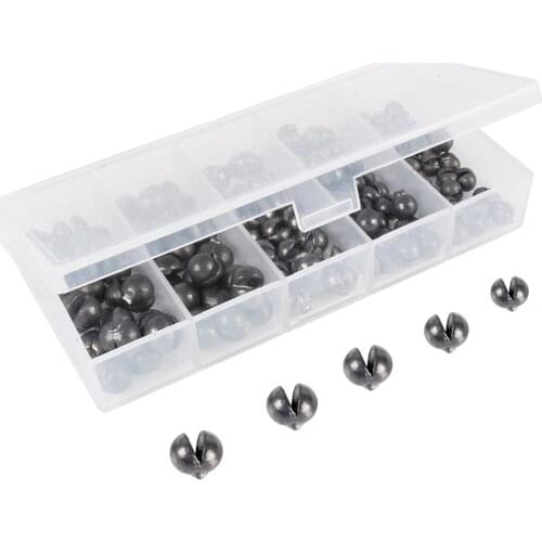 100/120pcs Fishing Weights Kit, Round Split Shot Sinker, Fishing Weights Egg Sinkers with Storage Box, - 5 Sizes