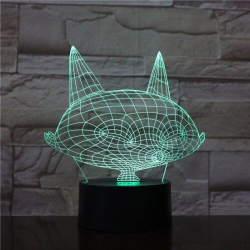 7 Color Change creative Decor 3D Vision Night Light Fox Head Model Desk Lamp Cartoon Lamparas Bedroom Sleep Light For Child Gift