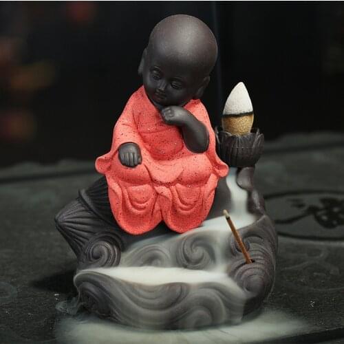 Creativity Cute The Little Monk Incense Cones Burner Incense Censer Handmade Porcelain Buddhism Censer Incense Stick Holder