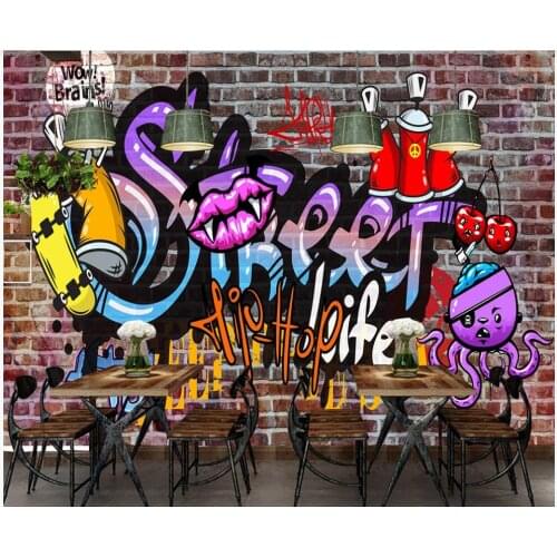 Custom mural on the wall 3d wallpaper Street graffiti trend brick wall broken wall home decor photo wallpaper for living room