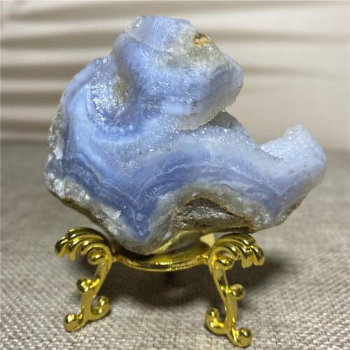 Raw Natural Blue Chalcedony Geode Gemstone Lrregular Rough Crystal Stone Treatment Quartz Minerals Healing Gift Decor Specimen