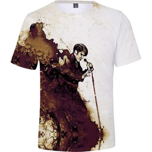 New Elvis Presley 3DT Shirt Men and Women Comfortable Hot Casual 3D Gray Tops Summer Pop Mens Womens Short