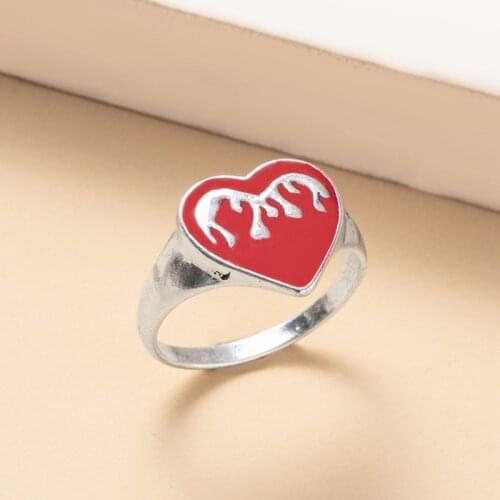 2021 New Love Rings For Women Multi-color Peach Heart Exquisite All-match Trend Jewelry Drop Oil Ring Wholesale Bulk