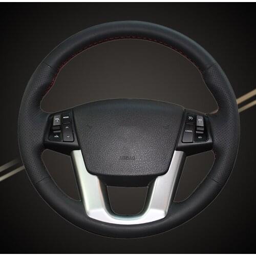 Car Braid On The Steering Wheel Cover for Kia Sorento 2009-2014 Kia Cadenza K7 2011-2015 Auto Wheel Braiding Covers Car-styling