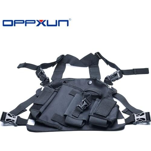 OPPXUN Harness chest Front Pack Pouch Holster Carry bag for Baofeng UV-5R UV-82 UV-9R Plus BF-888S TYT Motorola Walkie Talkie