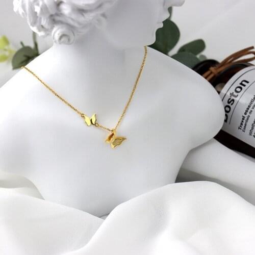 Butterfly Pendant Necklace For Women Gold Color 2021 New Korean Style Fashion Cute Statement Necklace Jewelry Gifts
