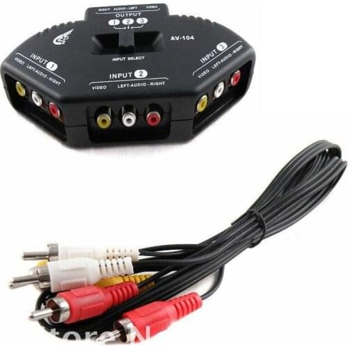 TriQuest 3 Device RCA Audio / Video Selector / Switch 3 to 1 AV Multi Box
