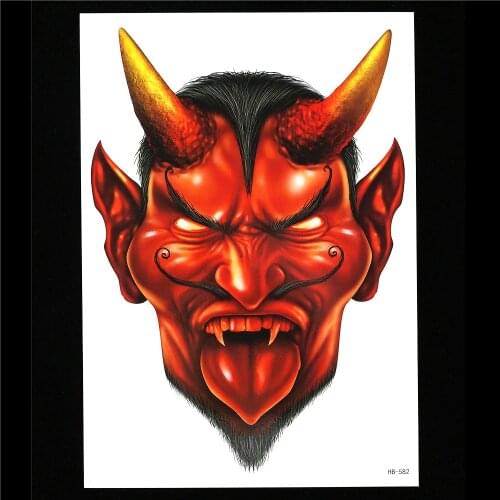 1pc Red Water Transfer Decal Demon Tattoo Women Men Body Art HB582 Hell Devil Design Temporary Tattoo Sticker Holiday Party Gift