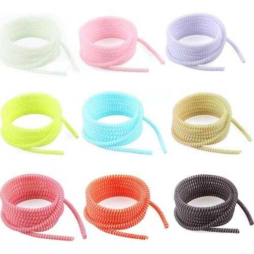 1.4M Solid Colorful TPU Spiral Protector For Charger Cable USB Data Line Wrap Cable Winder Protection For IPhone Xiaomi Android