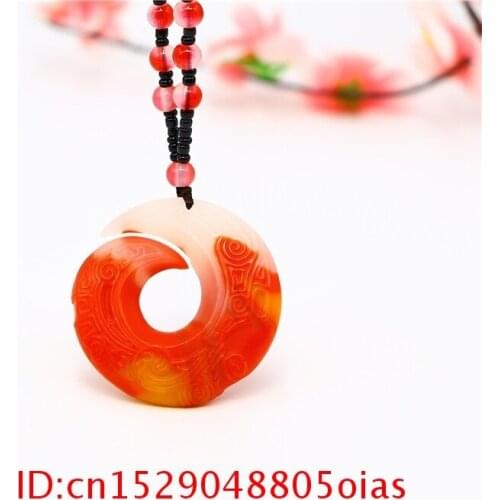Carved Chinese Natural Pendant Women for Charm Rune Jade Jadeite Jewelry Gifts Amulet Fashion Colour Double Sided Necklace Men