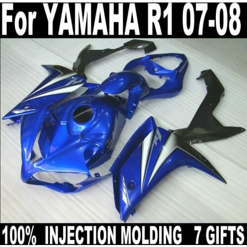 Blue Hot sale fairings for Yamaha injection molding YZFR1 2007 2008 plastic fairing kit YZFR1 07 08 BC26
