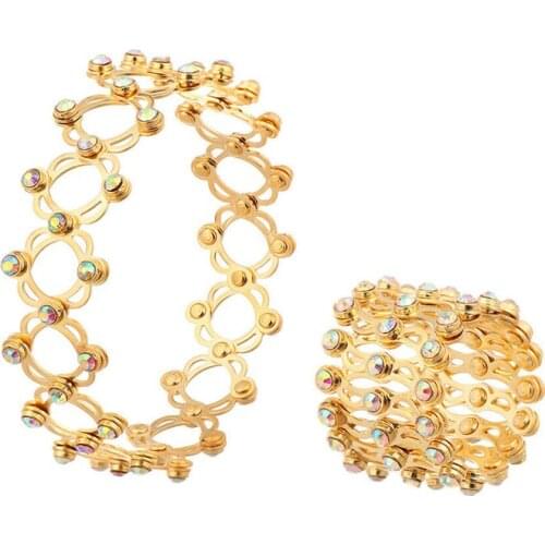 Magic 2-in-1 Retractable Rings For Women Charm Retractable Adjustable Crystal Bangle Deformation Ring Creative Jewellery Gift