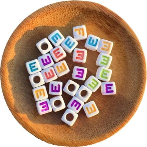 High Quality Assorted Colors Single Letter E Printing Big Hole Acrylic Alphabet Jewelry Beads Big Hole Plastic Initial Beads