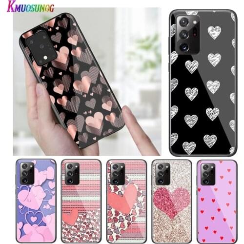 Bright Black Cover Cute Love Heart for Samsung S20 Ultra Plus A91 A81 A71 A51 A41 A31 A21 A21S A11 5G Phone Case