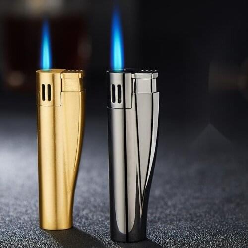 Personality Direct Flame Lighter Creative Metal Inflatable Wind Proof Moxibustion Lighter Cigarette Accessories
