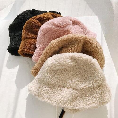 Women Winter Bucket Hat with Earmuffs Vintage Cloche Hats Warm Faux Fur Wool Outdoor Fisherman Cap