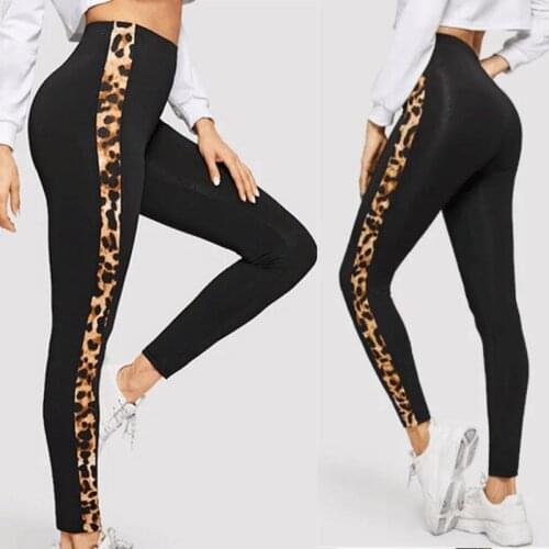 2021 Summer HOT Womens Leggings Leopard Side Striped Skinny Stretchy Ankle Length Leggings Running Cycling Spots Lenggings