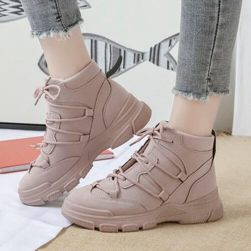 2022 Women Winter Snow Boots Warm Flat Plus Size Platform Lace Up Ladies Womens Shoes New Flock Fur Suede Ankle Boots Female