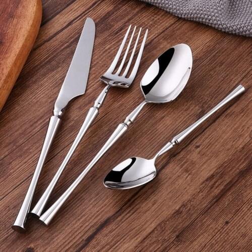 Golden Cutlery 18/10 Stainless Steel Knife Fork Set Portable Travel Metal Tableware Kitchen Accessories Set Drop Shipping