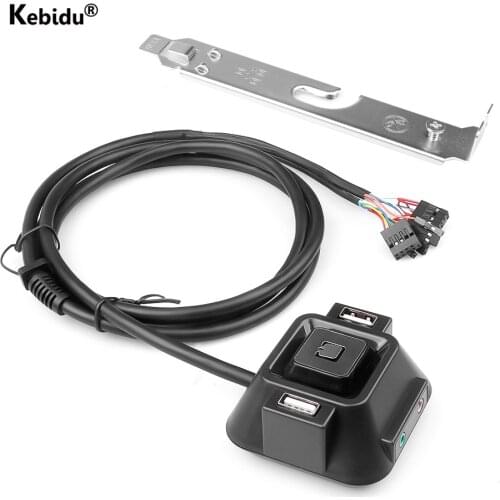 1.2m Desktop Computer PC Power Supply on/off Reset Button Switch Block Extender Cable with Dual USB Port Dual Audio Plug