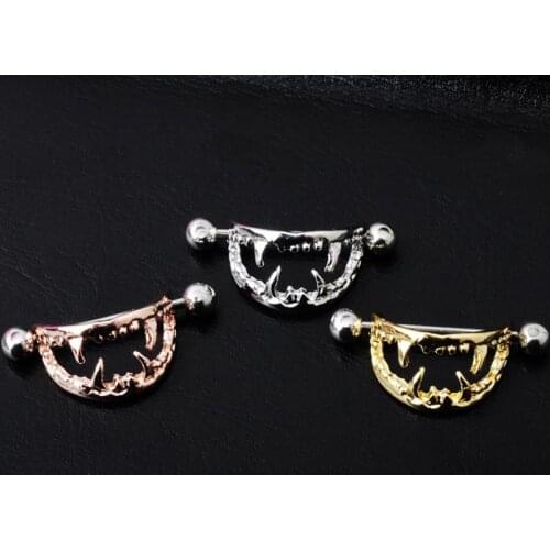 1PC Sexy Teeth Stainless Steel Shield Nipple Piercing Barbell Nipple Rings Body